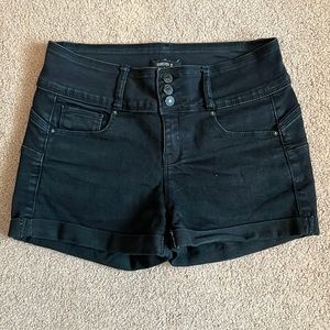 Forever 21 Black Cuffed Denim Shorts